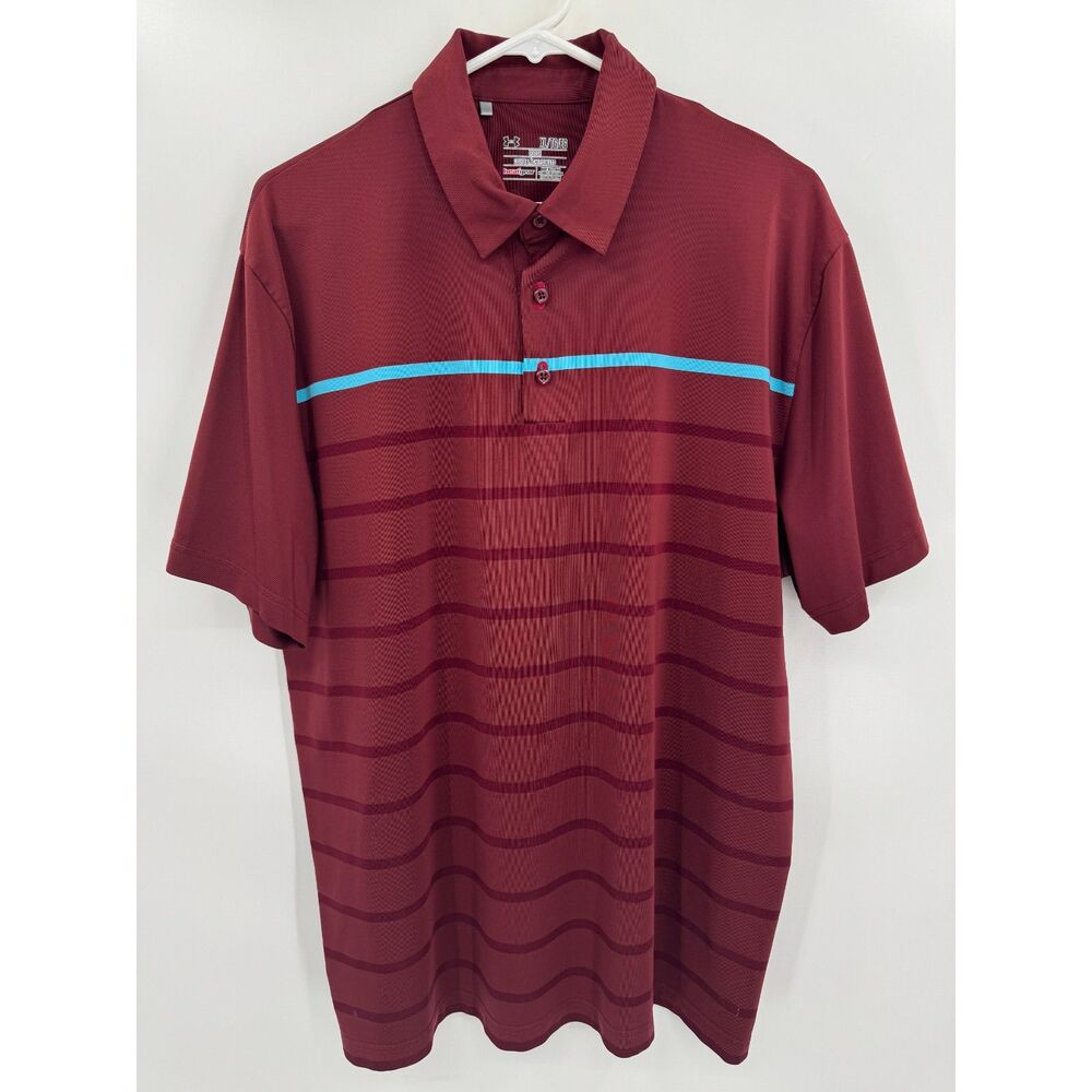 UNDER ARMOUR Maroon Heat Gear Loose Fit Golf Polo Size XL